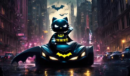 Hello kitty and batman in gotham city