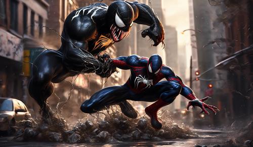 spiderman vs venom,3d,realistic