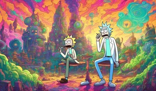 Rick and morty smoking, psychodelic background