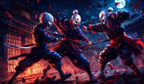 Ninja/clown fighting a vampire