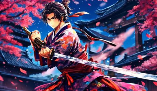 Samurai anime boy holding sword