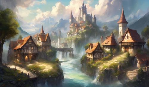 Create a medieval village high fantasy