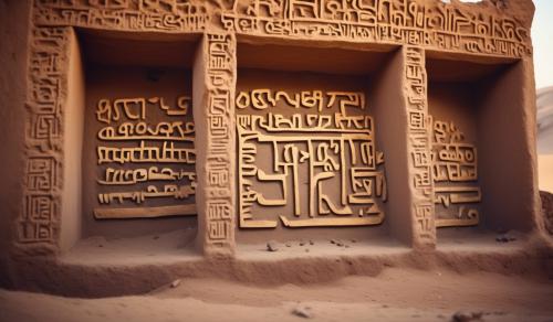 Amharic words written on an old ruin in the Ethiopian desert