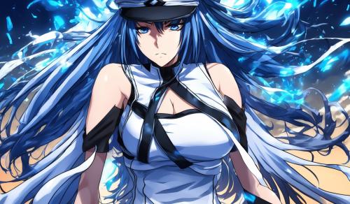 Esdeath sweating in a crop top