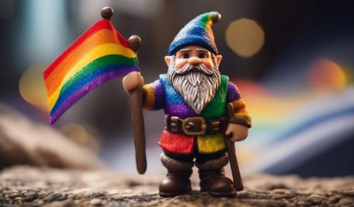 Dwarf holding gay flag