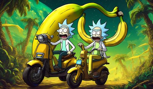 Rick n Morty riding banana