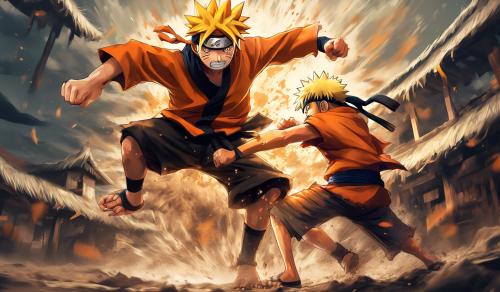 Naruto beating up luffy