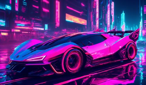 supercar with cyberpunk city