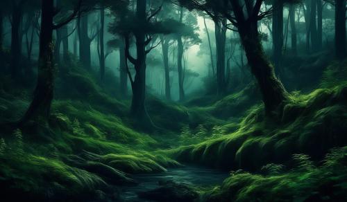 Dark evergreen forest