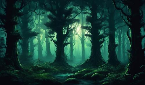 Dark evergreen forest