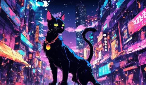 Black cat cool anime style