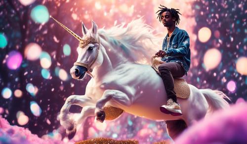 Playboi carti riding a unicorn