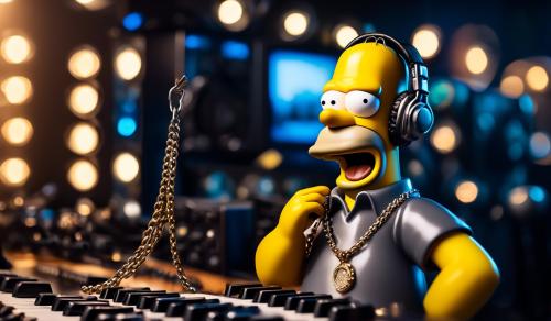 Homer simpson iced out with chain in a music studio