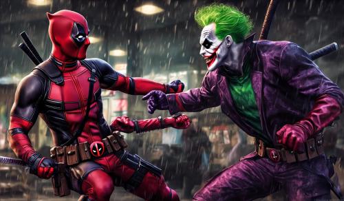 Deadpool fighting joker