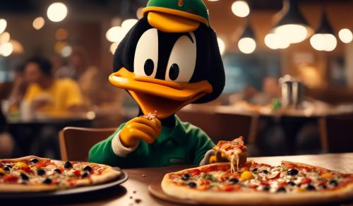 Ben Afleck Eating A Pizza with Daffy Duck