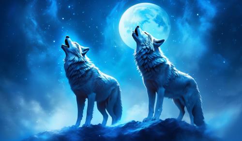 a wolf howling with a blue background as wallpaper