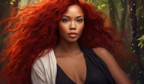 Beautiful biracial woman,red hair