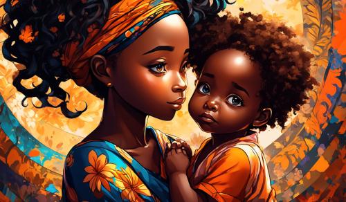 Beautiful black mother and child