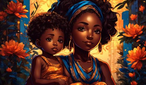 Beautiful black mother and child