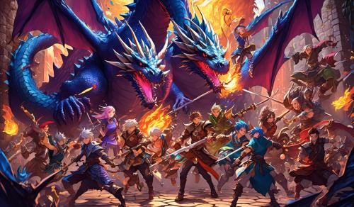 Dungeon and Dragons party fighting a dragon