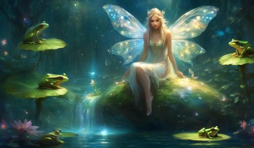 Fairy sitting on a frog