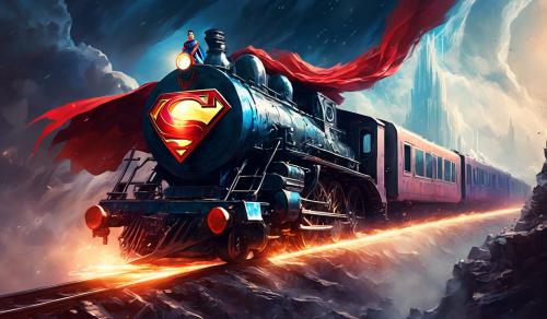 Evil Superman throws a train