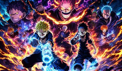 One piece Jujutsu kaisen demon slayerGlowing lights