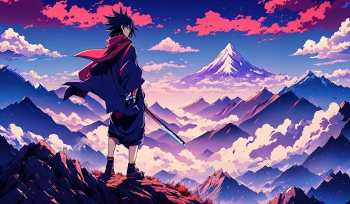 madra Uchiha standing on a mountian