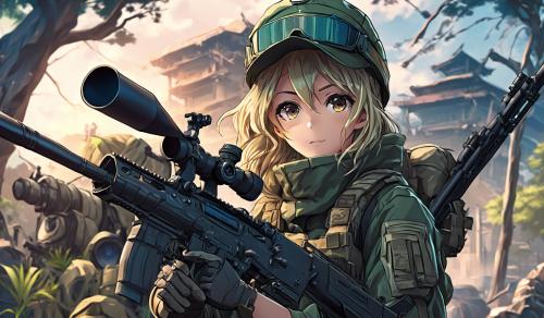 Female soldier with sniper