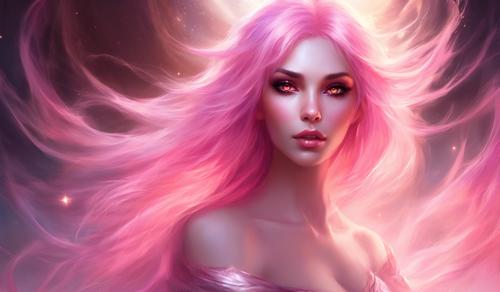 Gorgeous pink haired female vampire with brown eyes