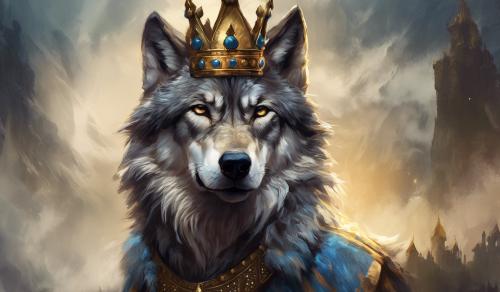 Wolf with king crown on