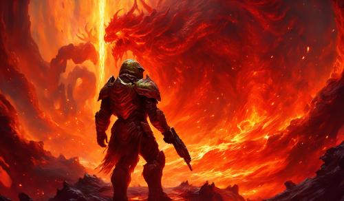 The Doom Slayer in hell