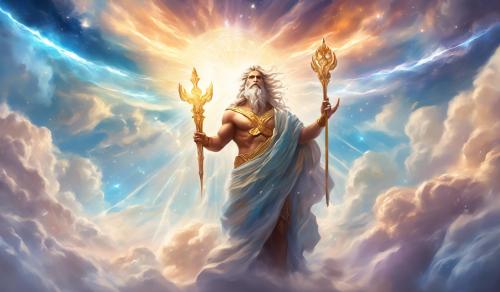 Zeus with an epic sky background