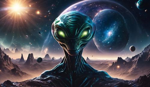 Create an image of an alien creating the universe.