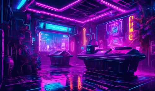 I want a very beautiful neon art, with purple colors and everything