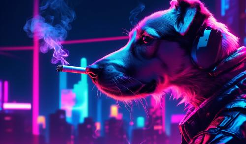 A cool dog smoking a cigarette 