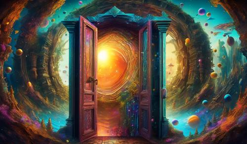 99 Dimension surreal Wallpaper open doorUnexisted top secret magic colors.