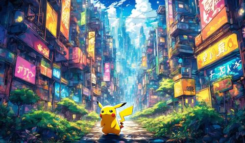 Pokemon Pikachu alone in the middle 8k wallpapaer and the resdt of backgotund 1 color