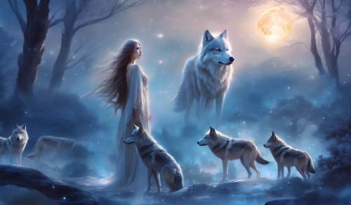 Wolves,female, full moon