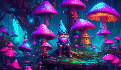 Pretty colors gnomes mushrooms fairy