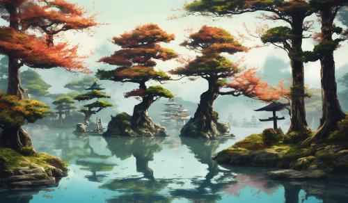 Japanese lake trees