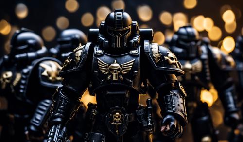 Warhammer 40,000 space marines in black punisher armor