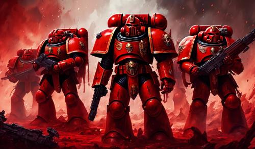 warhammer 40,000 space marines in red nightmare armor