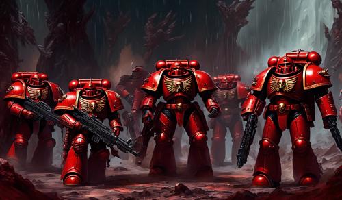 warhammer 40,000 space marines in red nightmare armor