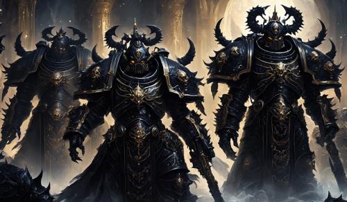 warhammer 40,000 space marines in intricate black nightmare demon armor