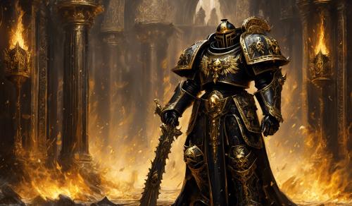 warhammer 40,000 custodes in ornate black flame armor