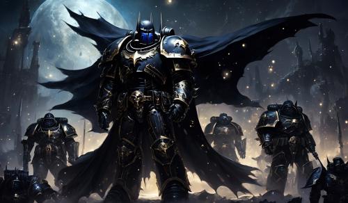 Warhammer 40,000 space marines in black batman armor