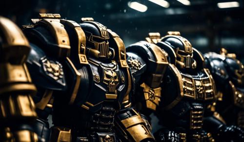 Warhammer 40,000 space marines in black hulkbuster punisher armor