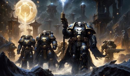 cross between marvel's punisher and Warhammer black templar space marines