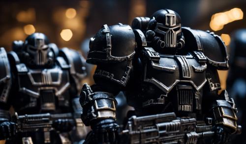 Warhammer 40,000 black space marines in punisher war machine armor